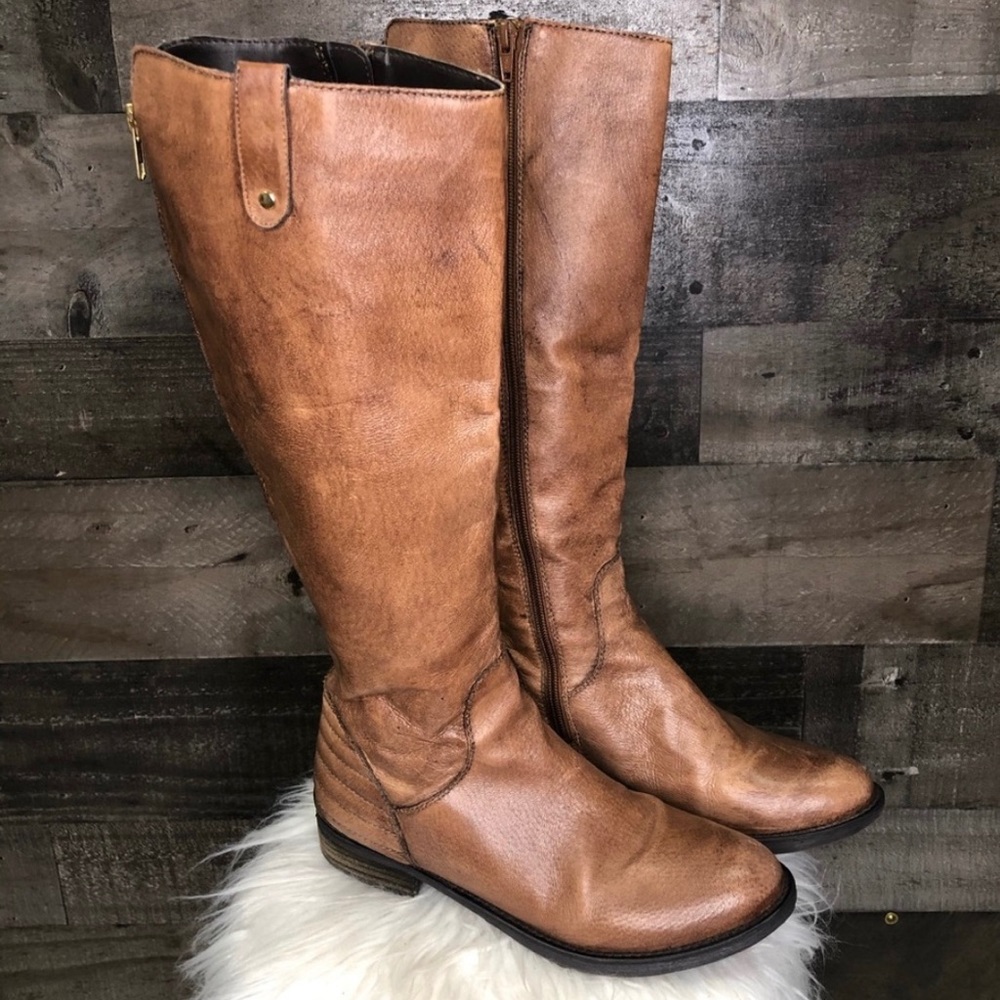 Steve Madden Arries Cognac Leather Riding Boots